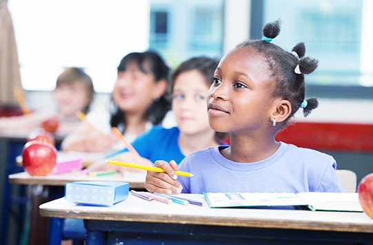 A student listens intently in class