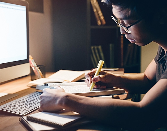 A student applying for scholarships