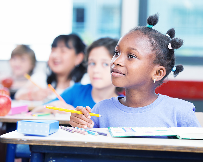 A student listens intently in class